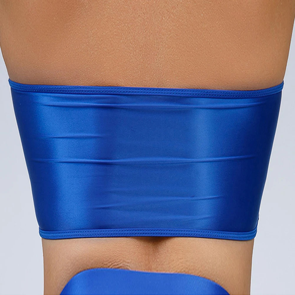 Women Ultra-thin High Elastic Oil Glossy Shiny Strapless Crop Tube Top Bra Tank Top T-Shirt Erotic Solid Female Lingerie Bras