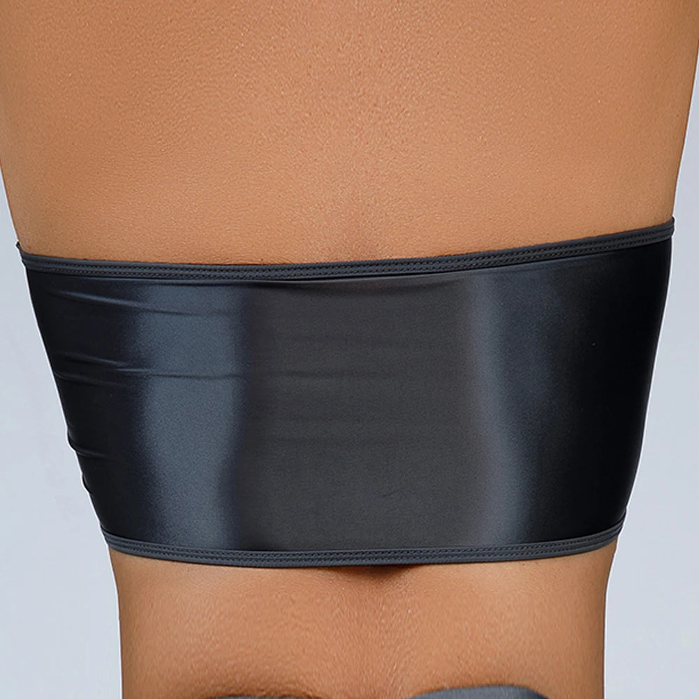 Women Ultra-thin High Elastic Oil Glossy Shiny Strapless Crop Tube Top Bra Tank Top T-Shirt Erotic Solid Female Lingerie Bras