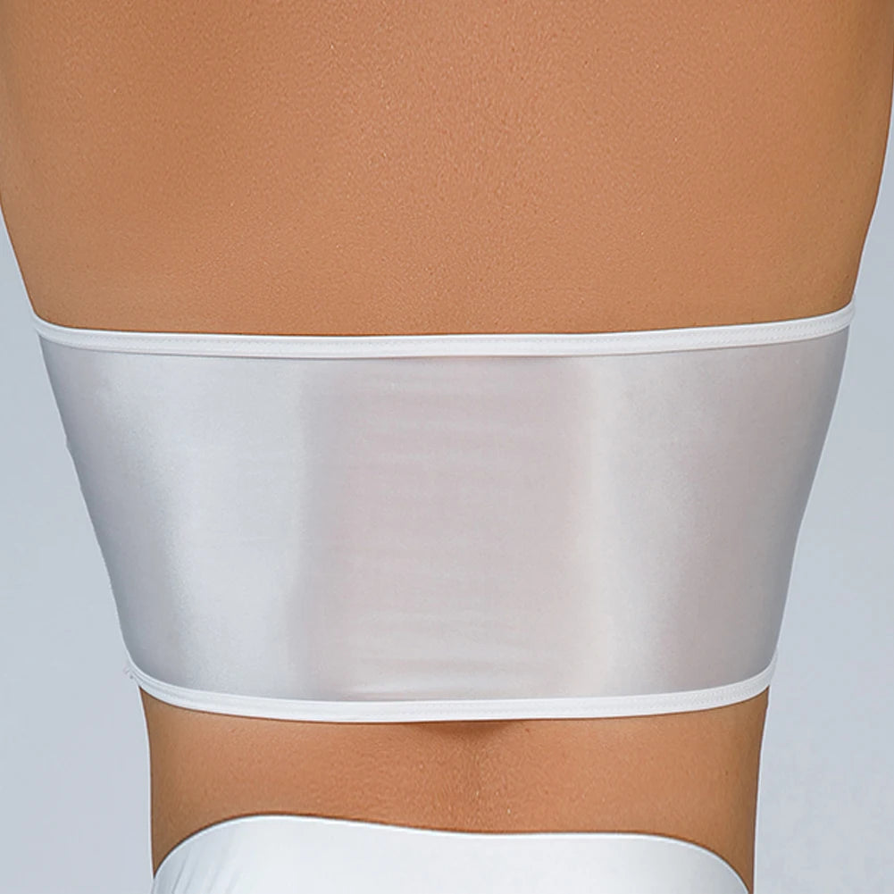 Women Ultra-thin High Elastic Oil Glossy Shiny Strapless Crop Tube Top Bra Tank Top T-Shirt Erotic Solid Female Lingerie Bras
